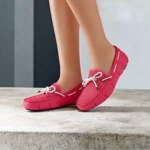 Swims Unisex Wide Fit Red Rubber Comfort Braided Lace Loafers Women’s sz 9